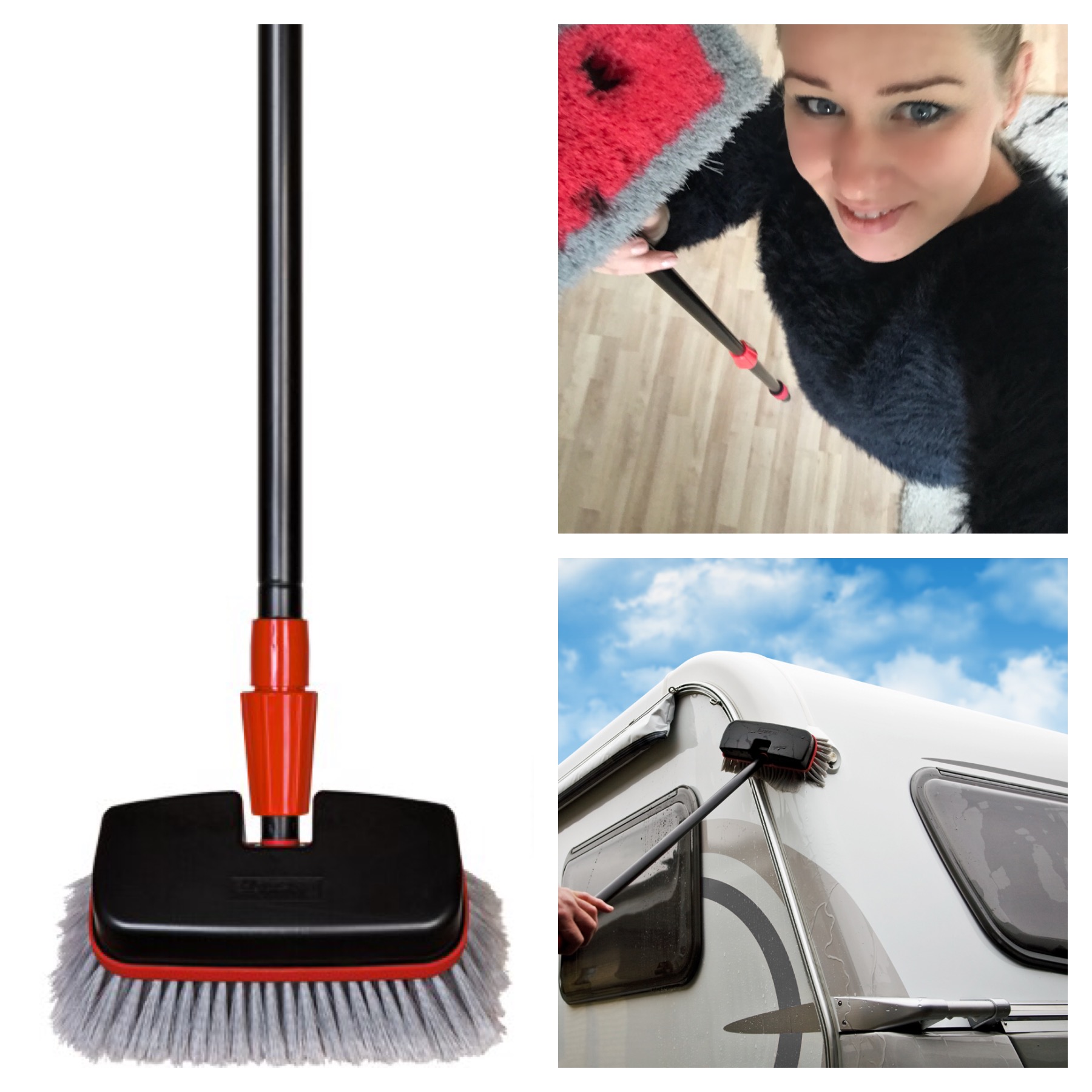 VASKEBØRSTE MED VANDKAMMER OG TELESKOPSKAFT - Fra BasicClean.dk