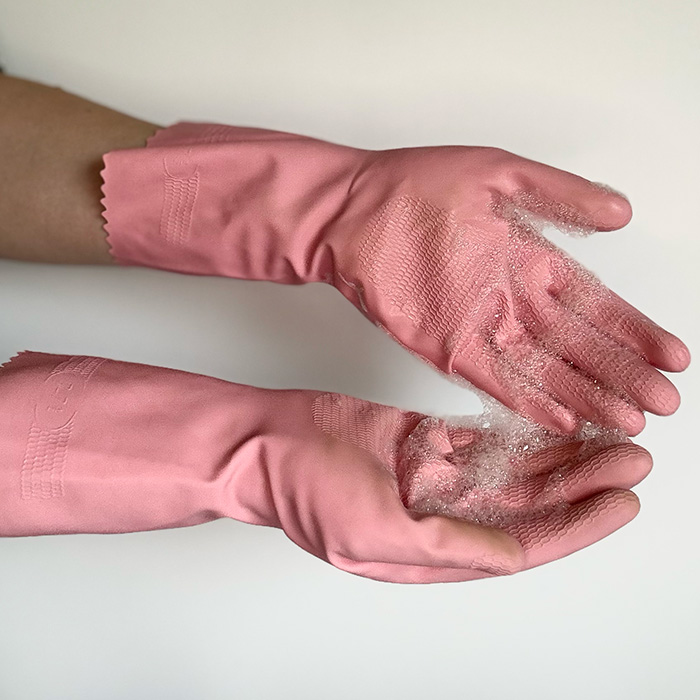 LYSERØDE RENGØRINGSHANDSKER - Fra BasicClean.dk