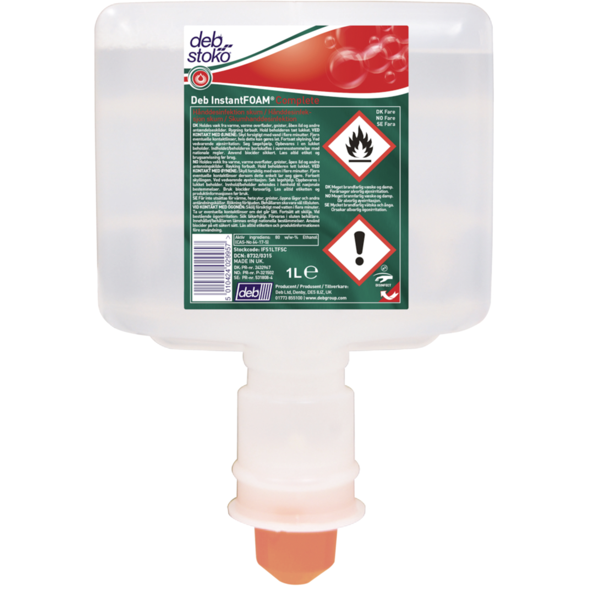 HÅNDDESINFEKTION TIL HÅNDFRI DISPENSER, 1 STK - Fra BasicClean.dk